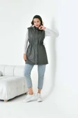 FTZ Women Kadın Deri Yelek  Haki 30927 thumbnail 5