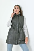 FTZ Women Kadın Deri Yelek  Haki 30927 thumbnail 1
