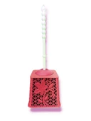 Çiçek Detaylı Tuvalet Klozet Wc Fırçası Pembe - 2