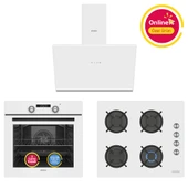 Simfer 4 Fonksiyon Trend Dijital Beyaz Power Turbo 3'lü Ankastre Set ( Fırın +  Ocak +  Davlumbaz) thumbnail 1