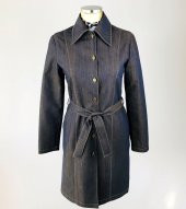 SNY Yuvarlak Yaka Kot Desenli Pamuklu Kapitone Kaplama Metal Düğmeli Uzun Kadın Palto - 1