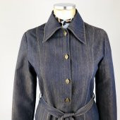 SNY Yuvarlak Yaka Kot Desenli Pamuklu Kapitone Kaplama Metal Düğmeli Uzun Kadın Palto - 2