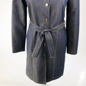 SNY Yuvarlak Yaka Kot Desenli Pamuklu Kapitone Kaplama Metal Düğmeli Uzun Kadın Palto - 3