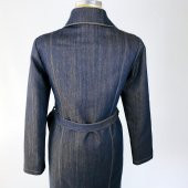 SNY Yuvarlak Yaka Kot Desenli Pamuklu Kapitone Kaplama Metal Düğmeli Uzun Kadın Palto - 8