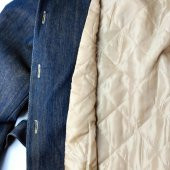 SNY Yuvarlak Yaka Kot Desenli Pamuklu Kapitone Kaplama Metal Düğmeli Uzun Kadın Palto - 9