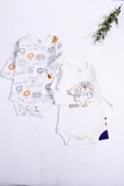 3-12 Ay Aslan Uzun Kol 2'li Erkek Bebek Body Sarı - 8