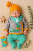 3 Ay Bebek Hastane Takımı Love 5'li Erkek Yeşil - 3