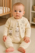 3-9 Ay Kız Bebek Takımı Lovely Yıldız 3'lü Hırkalı Krem thumbnail 3