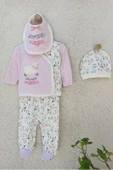 0-3 Ay Annesinin Kuzusu Şapka Önlük 5'li Kız Bebek Alt&Üst Takımı thumbnail 4