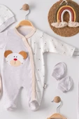 3 Ay Ayıcık Detay Tulumlu Erkek Bebek 5'li Set Kahverengi - 2