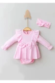 3-12 Ay Fiyonklu Kız Bebek Romper Pembe - 2