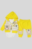 3-9 Ay Erkek Bebek Alt&Üst Takımı Kamp Kapüşonlu Sarı thumbnail 5