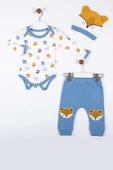 3-12 Ay Erkek Bebek Alt&Üst Takımı Little Fox 3'lü Mavi - 2