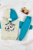 6-24 Ay Erkek Bebek Takımı Panda Kapişonlu Mavi - 4