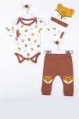 3-12 Ay Erkek Bebek Takımı Little Fox 3'lü Kahverengi thumbnail 2