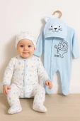 3-6 Ay Mini Jungle Aslan Erkek Bebek 4'lü Tulum Seti Mavi - 3