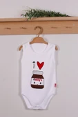 Yeni Doğan 3-12 Ay Daddy's Çikolata Askılı Unisex Body Beyaz - 4