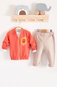 3-18 Ay Erkek Bebek Takımı Geyik Hırkalı 3'lü Turuncu thumbnail 4