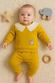 3-18 Ay Kız Bebek Takımı Dantel Yakalı 2'li Hardal thumbnail 2