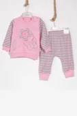 3-9 Ay Kız Bebek Takımı Kelebekli Çiçek Nakışlı 2'li Pembe thumbnail 6