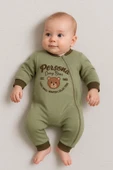 3-12 Ay Erkek Bebek Tulum Persona Bear Nakışlı Yeşil thumbnail 3