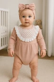3-12 Ay Kız Bebek Tulum KARPUZ KOLLU Pudra thumbnail 2