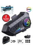 2 Eşleşmeli Kask Intercom Kulaklık Y10 2X Su Geçirmez 300 Mt Bluetooth Motosiklet Kulaklık - 1