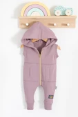 Cepli Kısa Kol Fermuarlı Kız Bebek Tulumu Mor thumbnail 1