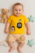 3-18 Ay Erkek Bebek Alt&Üst Takımı Maymun 2li Sarı thumbnail 1