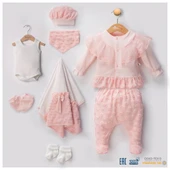 Kutulu Dantelli Kabartmalı 10'lu Kız Bebek Hastane Çıkışı Somon thumbnail 1