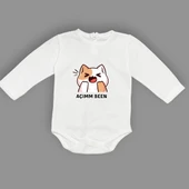 Açım Ben Kedi Baskılı Bebek Body Zıbın Çıtçıtlı Badi MNK0631 thumbnail 13