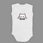 Sarıl Bana Kedi Baskılı Bebek Body Zıbın Çıtçıtlı Badi - 1