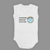 Teyzesinin Dünyalar Tatlısı Kızı Baskılı Bebek Body Zıbın Çıtçıtlı Badi - 1