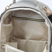 M&Y Oeste Deri Anne Bebek Bakım Sırt Çantası 7300 Gri - 6