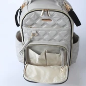 M&Y Oeste Deri Anne Bebek Bakım Sırt Çantası 7300 Gri - 4