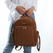 M&Y Dust Deri Anne Bebek Bakım Sırt Çantası 7130 Taba - 9