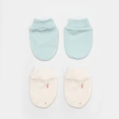 Bibaby Biorganic Save The Seahorse 2'Li Bebek Eldiven 72232 Bej-Mint - 1