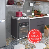 Kenzlife ankastre modülü kabini lantanyum gri fırın ocak dolabı sabit tabla ayaklı thumbnail 1