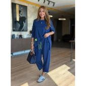 Lucky Life Kadın Iki Iplik Viskon Pamuk Kumaş Arma Detaylı Ikili Takım thumbnail 10