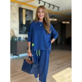 Lucky Life Kadın Iki Iplik Viskon Pamuk Kumaş Arma Detaylı Ikili Takım thumbnail 12
