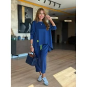 Lucky Life Kadın Iki Iplik Viskon Pamuk Kumaş Arma Detaylı Ikili Takım thumbnail 9