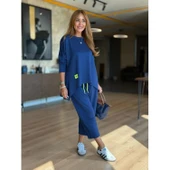 Lucky Life Kadın Iki Iplik Viskon Pamuk Kumaş Arma Detaylı Ikili Takım thumbnail 7