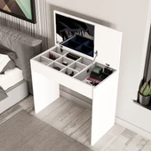 Mezza 2230 LAILA DÜŞER KAPAKLI AYNALI 80 CM MAKYAJ MASASI DRESUAR ÇALIŞMA MASASI BEYAZ thumbnail 1