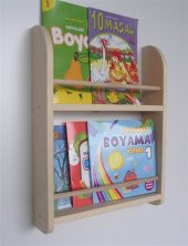 Ahşap 2 raflı mini Montessori kitaplık raf naturel 50x40 cm - 2