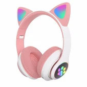 Kart Girişli Kedi Bluetooth Kulaklık Yüksek Ses Akıllı Led Kulaklık - 1