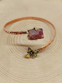 Yakut Taşı Çiçek Motifli Bakır Bileklik (53030) - 1