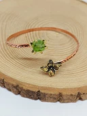 Peridot (Zebercet) Taşı Çiçek Motifli Bakır Bileklik (53028) thumbnail 3