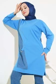 Kot Garni Detaylı Tunik Mavi thumbnail 1