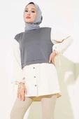 Bilekleri Tünelli Garnili Tunik Kayrak Grisi thumbnail 2