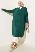 Önü Düğmeli Ayrobin Pers Yeşili Uzun Hırka thumbnail 2